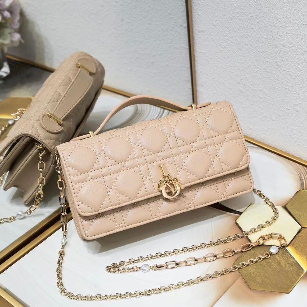 Lady Dior Pouch Latte Cannage Lambskin Bag